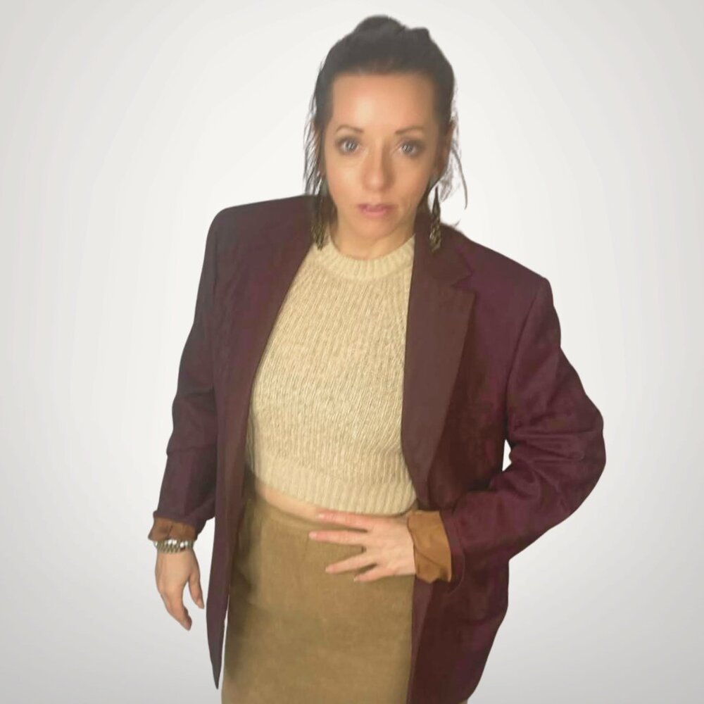 Vintage Burgundy Patterned Wool Blazer Lailibao Size 52
